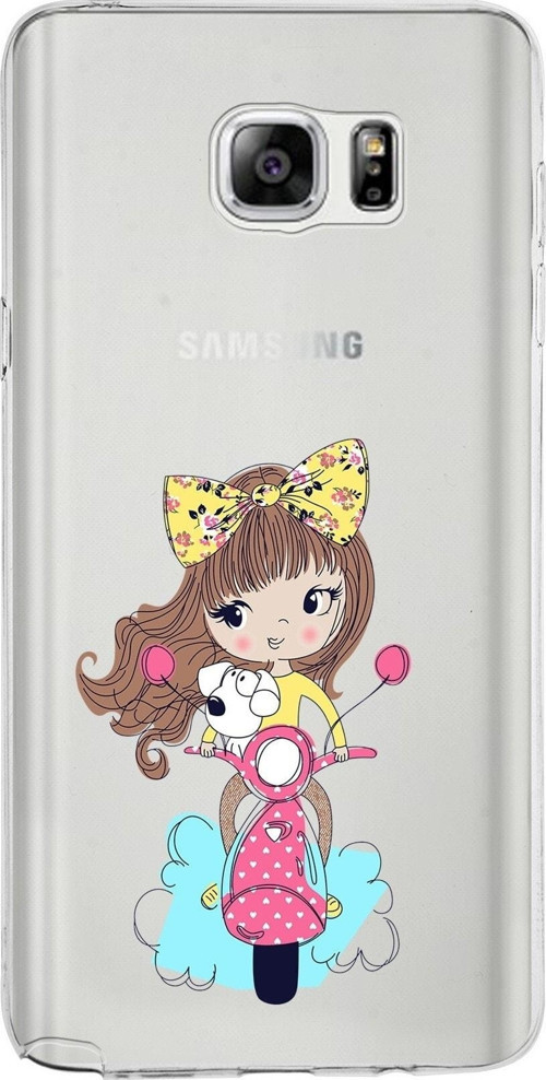Samsung Galaxy Note 5 Kapak Vespagirl Tasarımlı Şeffaf Silikon Kılıf