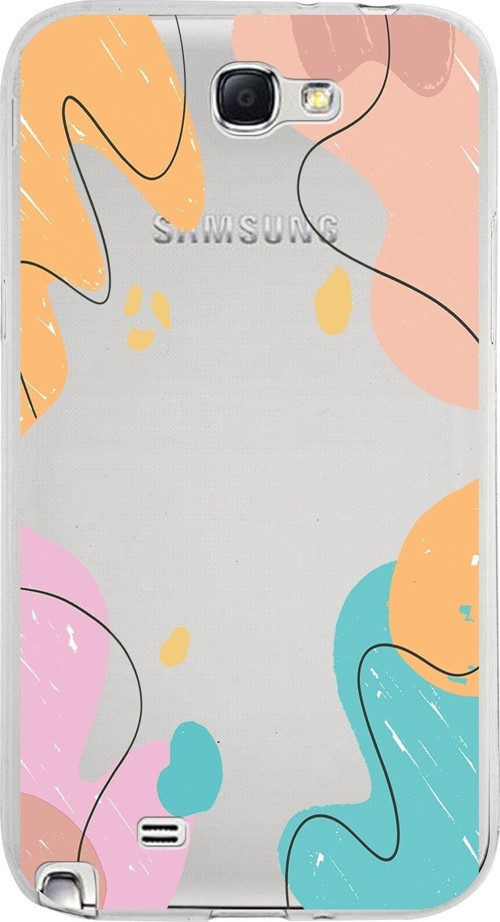 Samsung Galaxy Note 2 Kapak Karışık Renkler Tasarımlı Şeffaf Silikon Kılıf