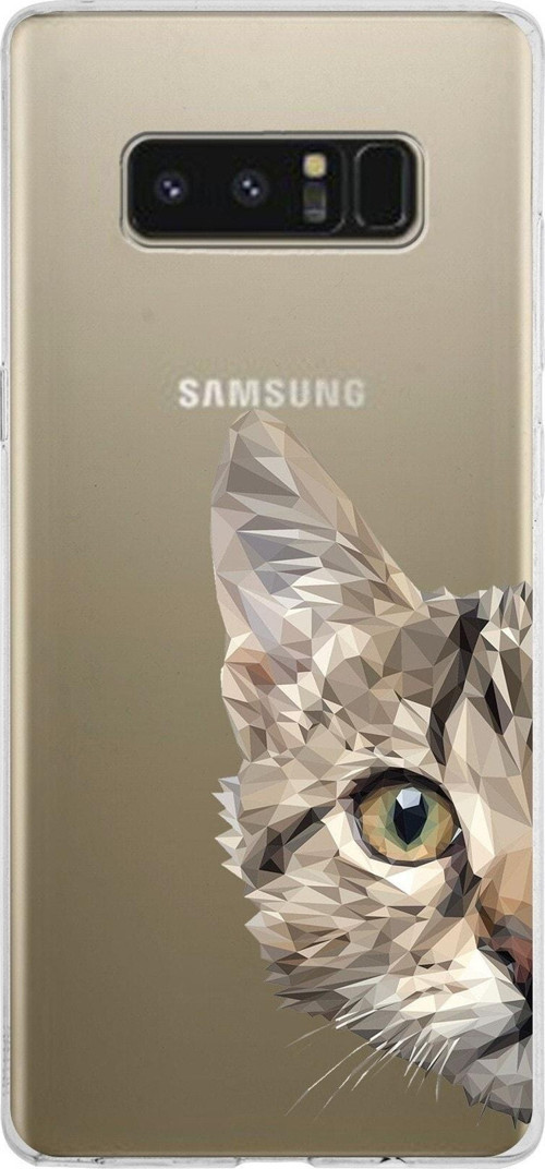 Samsung Galaxy Note 8 Kapak Catface Tasarımlı Şeffaf Silikon Kılıf