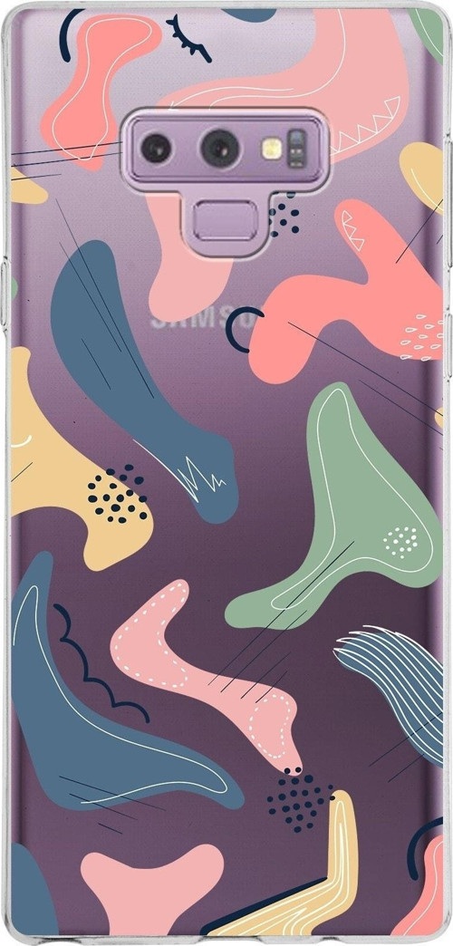 Samsung Galaxy Note 9 Kapak Abstract Tasarımlı Şeffaf Silikon Kılıf