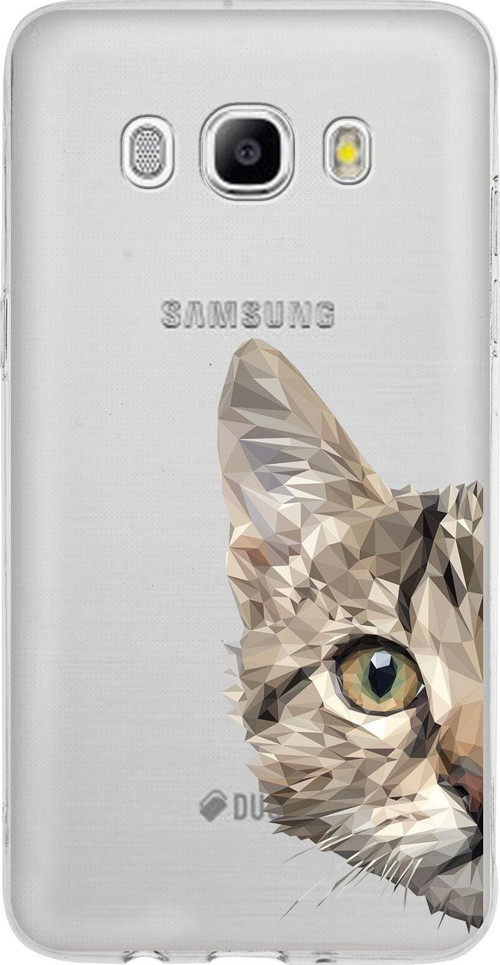 Samsung Galaxy J5 2016 Kapak Catface Tasarımlı Şeffaf Silikon Kılıf