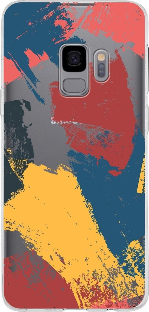 Samsung Galaxy S9 Kapak Brush Stroke Tasarımlı Şeffaf Silikon Kılıf