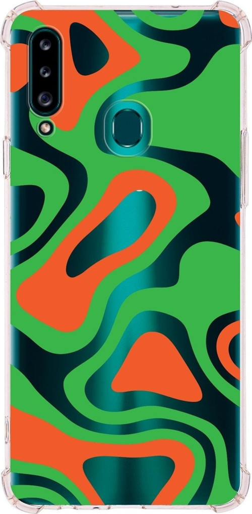 Samsung Galaxy A20S Köşe Korumalı Antişok Kapak Renkli Desen Tasarımlı Şeffaf Silikon Kılıf