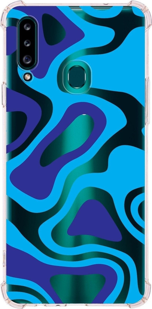 Samsung Galaxy A20S Köşe Korumalı Antişok Kapak Renkli Desen Tasarımlı Şeffaf Silikon Kılıf