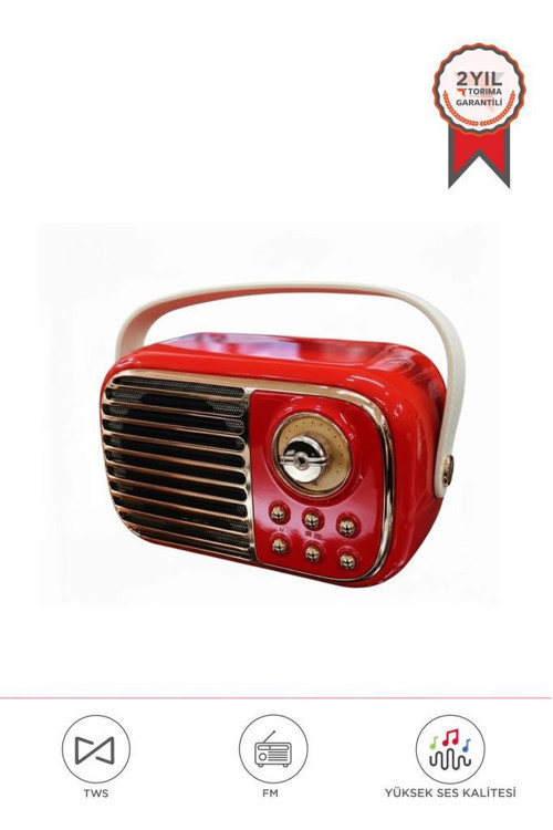 BTS-1956 Kırmızı Bluetooth 10W Bass Ses RGB Işık Efektli TWS USB TF Kart Mikrofonlu Hoparlör
