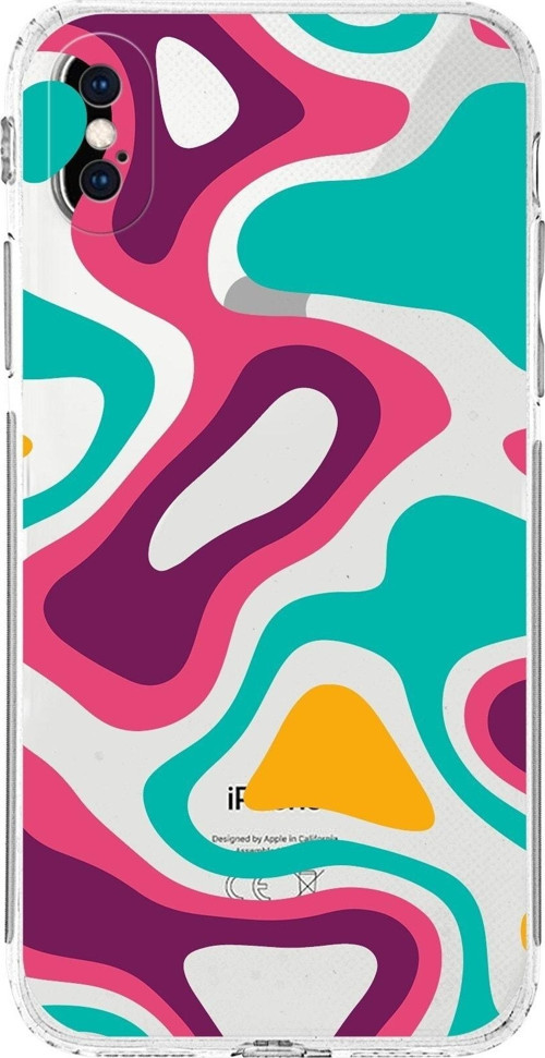 Apple Iphone Xs Uyumlu Kamera Korumalı Kapak Renkli Desen Tasarımlı Şeffaf Kılıf