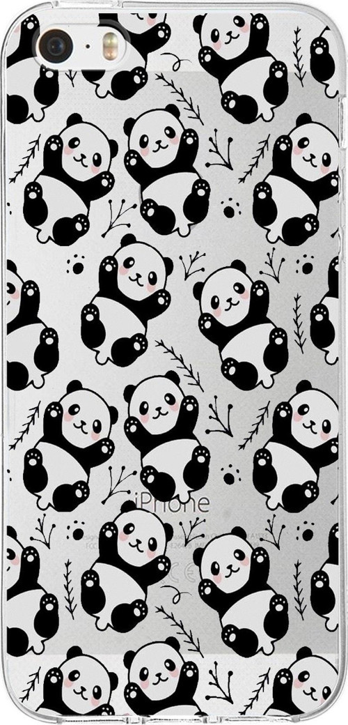 Iphone 5Se Uyumlu Kapak Panda Tasarımlı Şeffaf Silikon Kılıf