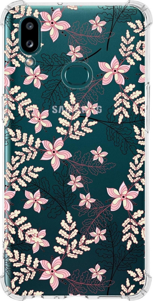 Samsung Galaxy A10S Uyumlu Köşe Korumalı Antişok Kapak Floral Kırmızı Tasarımlı Şeffaf Kılıf