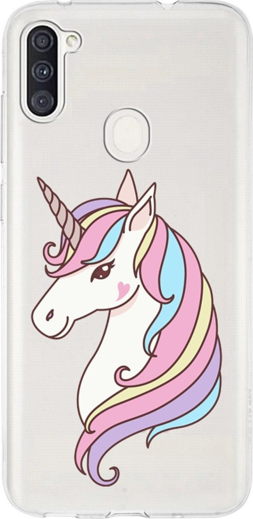 Samsung Galaxy A11 Uyumlu Kapak Unicorn Tasarımlı Şeffaf Silikon Kılıf