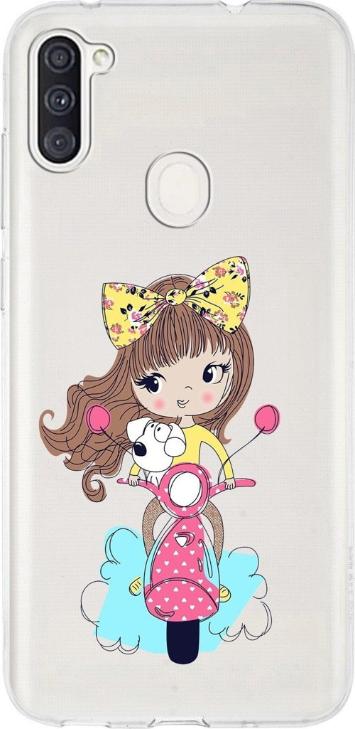 Samsung Galaxy A11 Uyumlu Kapak Vespagirl Tasarımlı Şeffaf Silikon Kılıf