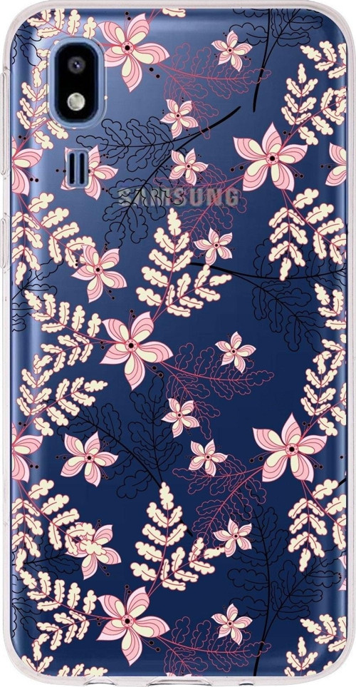 Samsung Galaxy A2 Core Uyumlu Kapak Floral Kırmızı Tasarımlı Şeffaf Silikon Kılıf