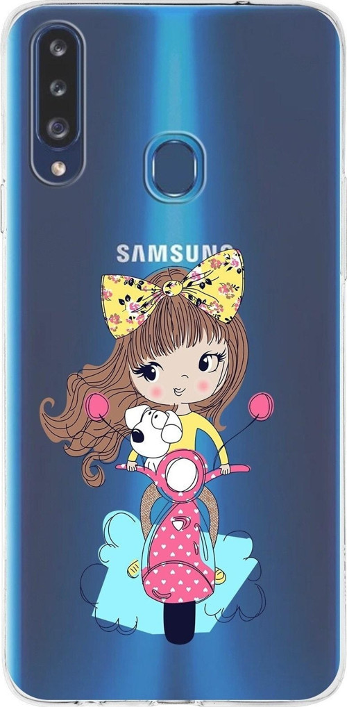 Samsung Galaxy A20S Uyumlu Kapak Vespagirl Tasarımlı Şeffaf Silikon Kılıf