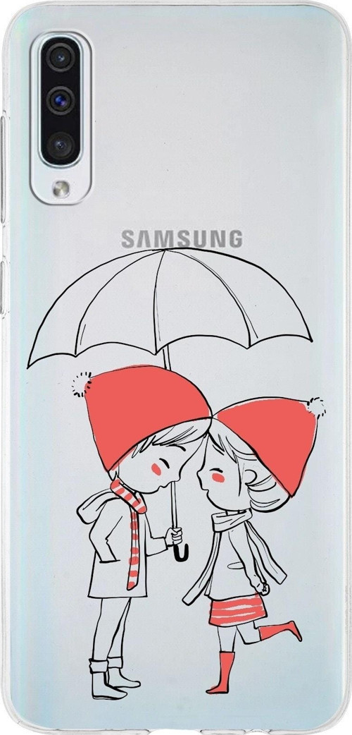 Samsung Galaxy A50S Uyumlu Kapak Aşk Tasarımlı Şeffaf Silikon Kılıf