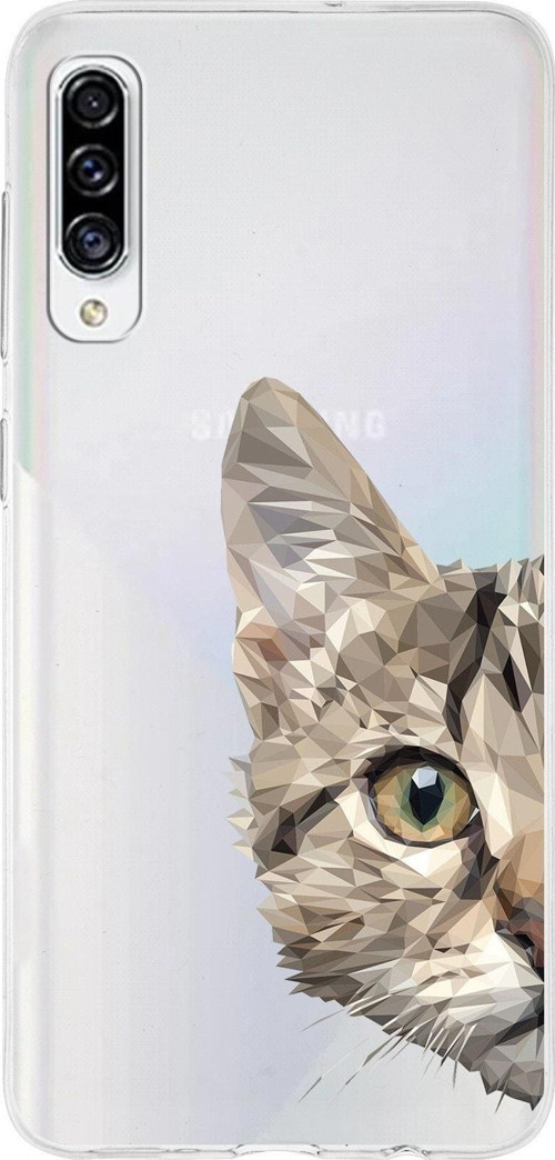 Samsung Galaxy A30S Uyumlu Kapak Catface Tasarımlı Şeffaf Silikon Kılıf