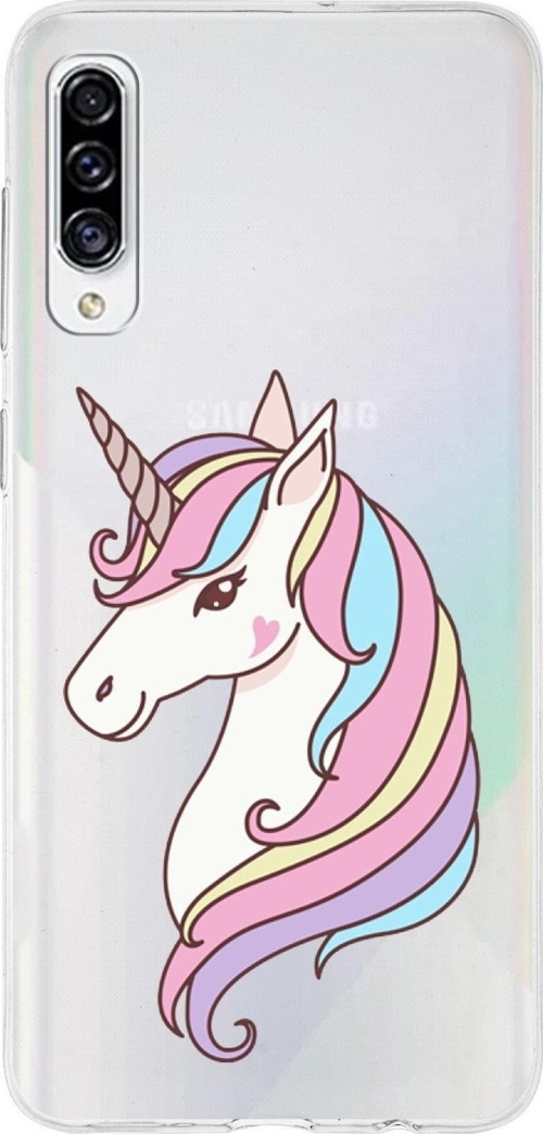 Samsung Galaxy A30S Uyumlu Kapak Unicorn Tasarımlı Şeffaf Silikon Kılıf