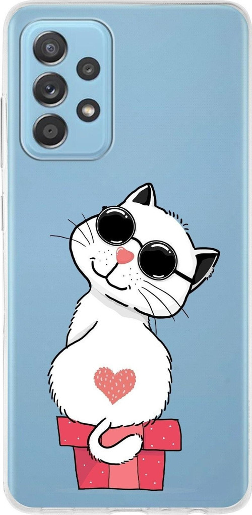 Samsung Galaxy A52S Uyumlu Kapak Cool Cat Tasarımlı Şeffaf Silikon Kılıf