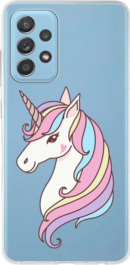 Samsung Galaxy A52S Uyumlu Kapak Unicorn Tasarımlı Şeffaf Silikon Kılıf