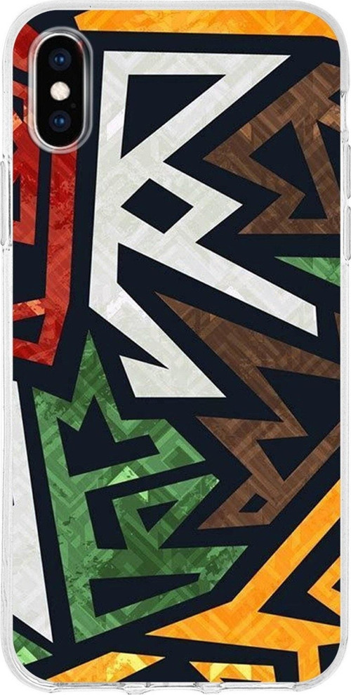 Iphone X Uyumlu Kapak Soyut Grafiti Tasarımlı Şeffaf Silikon Kılıf