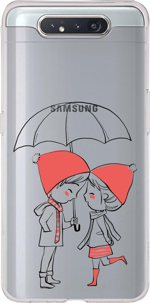 Samsung Galaxy A80 Uyumlu Kapak Aşk Tasarımlı Şeffaf Silikon Kılıf