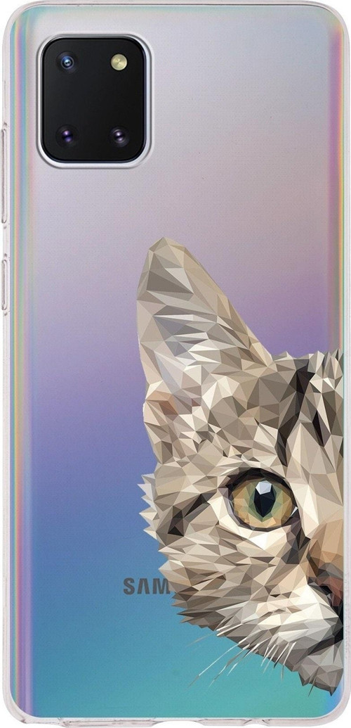 Samsung Galaxy A81 Uyumlu Kapak Catface Tasarımlı Şeffaf Silikon Kılıf