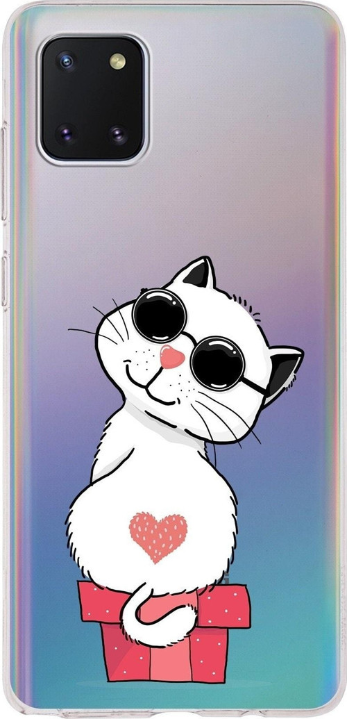 Samsung Galaxy A81 Uyumlu Kapak Cool Cat Tasarımlı Şeffaf Silikon Kılıf