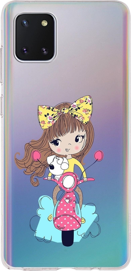 Samsung Galaxy A81 Uyumlu Kapak Vespagirl Tasarımlı Şeffaf Silikon Kılıf