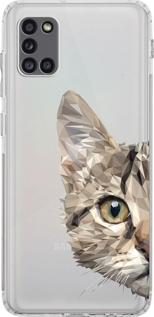 Samsung Galaxy A31 Kamera Korumalı Kapak Catface Tasarımlı Şeffaf Kılıf