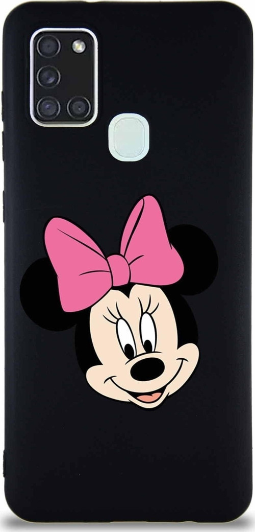 Samsung Galaxy A21S Soft Premier Kapak Minnie Mouse-C Tasarımlı Silikon Kılıf - Siyah
