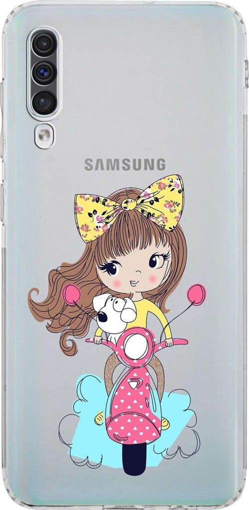 Samsung Galaxy A50S Kamera Korumalı Kapak Vespagirl Tasarımlı Şeffaf Kılıf