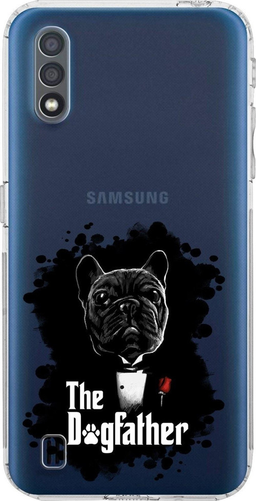 Samsung Galaxy A01 Kamera Korumalı Kapak Dog Father Tasarımlı Şeffaf Kılıf