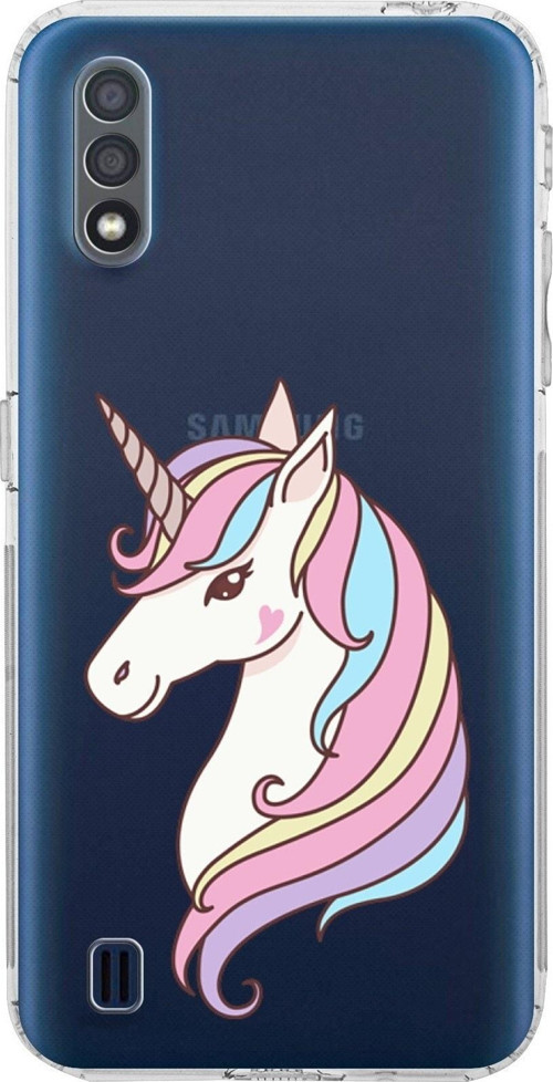 Samsung Galaxy A01 Kamera Korumalı Kapak Unicorn Tasarımlı Şeffaf Kılıf