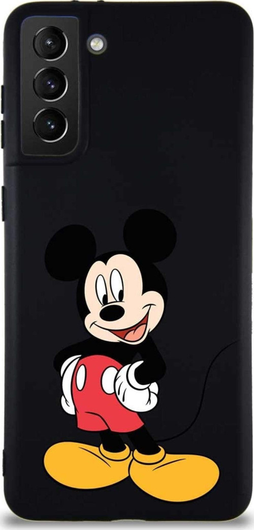 Samsung Galaxy S21 Plus Soft Premier Kapak Mickey Mouse-E Tasarımlı Silikon Kılıf - Siyah