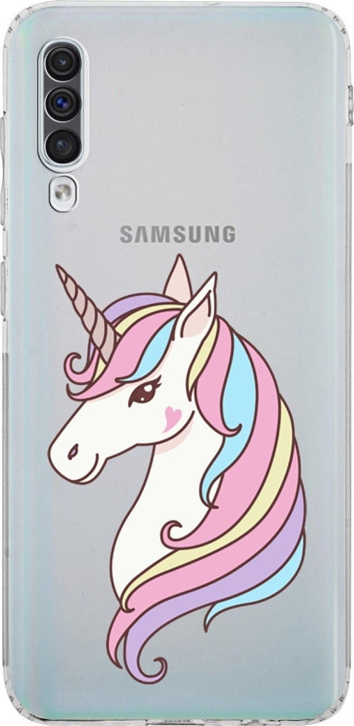 Samsung Galaxy A50S Kamera Korumalı Kapak Unicorn Tasarımlı Şeffaf Kılıf