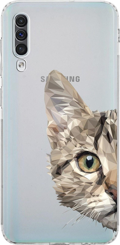 Samsung Galaxy A50S Kamera Korumalı Kapak Catface Tasarımlı Şeffaf Kılıf