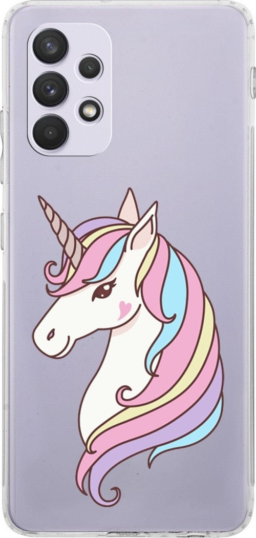 Samsung Galaxy A32 Kamera Korumalı Kapak Unicorn Tasarımlı Şeffaf Kılıf