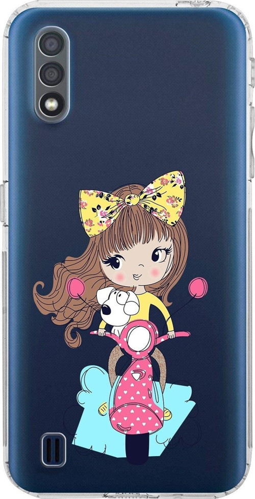 Samsung Galaxy A01 Kamera Korumalı Kapak Vespagirl Tasarımlı Şeffaf Kılıf