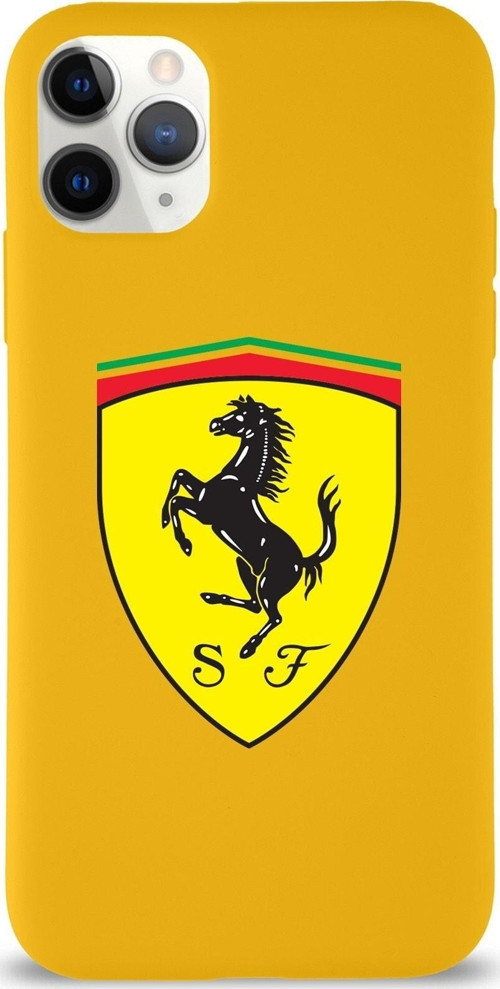Iphone 11 Pro Max Lansman Kılıf Ferrari Tasarımlı Altı Kapalı Içi Kadife Kaplı Kapak Uyumlu