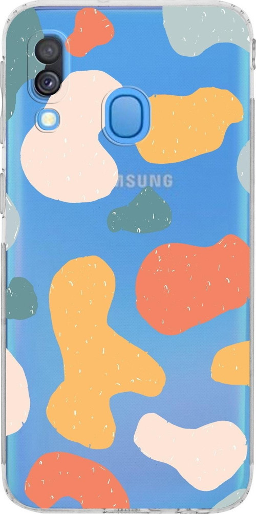 Samsung Galaxy A40 Kamera Korumalı Kapak Grunge Tasarımlı Şeffaf Kılıf