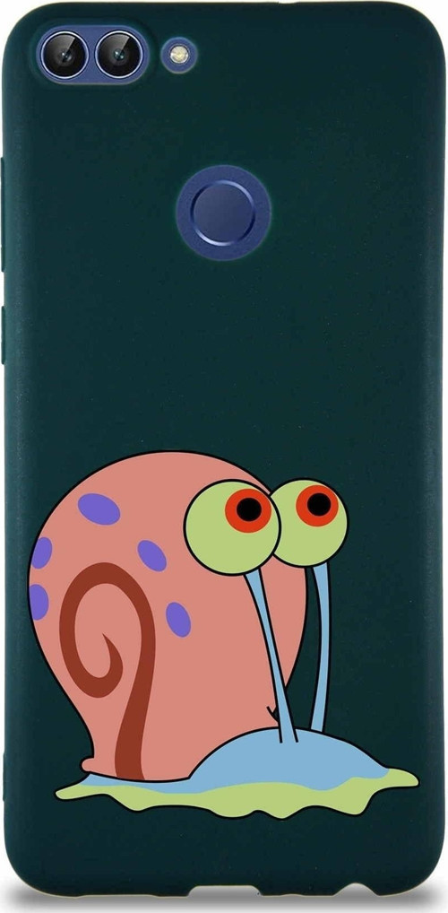 Huawei P Smart Soft Premier Kapak Salyangoz Gary Tasarımlı Silikon Kılıf - Yeşil