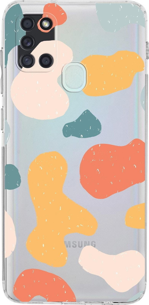 Samsung Galaxy A21S Kamera Korumalı Kapak Grunge Tasarımlı Şeffaf Kılıf