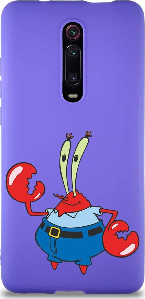Xiaomi Mi 9T Pro Soft Premier Kapak Bay Yengeç Tasarımlı Silikon Kılıf - Mor