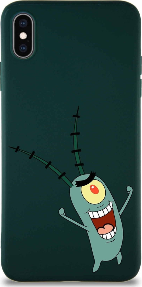 Apple Iphone Xs Max Soft Premier Kapak Plankton Tasarımlı Silikon Kılıf - Yeşil