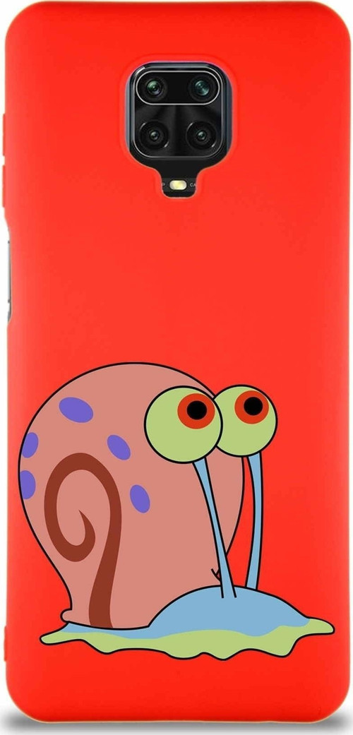 Xiaomi Redmi Note 9S Soft Premier Kapak Salyangoz Gary Tasarımlı Silikon Kılıf - Kırmızı