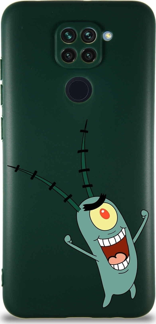 Xiaomi Redmi Note 9 Soft Premier Kapak Plankton Tasarımlı Silikon Kılıf - Yeşil