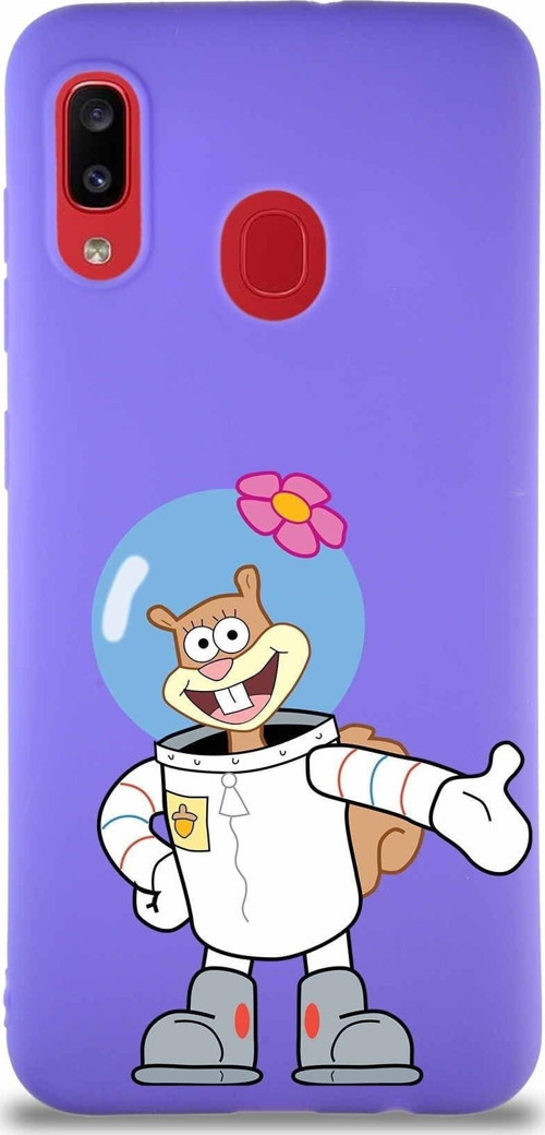 Samsung Galaxy A20 Soft Premier Kapak Sandy Tasarımlı Silikon Kılıf - Mor
