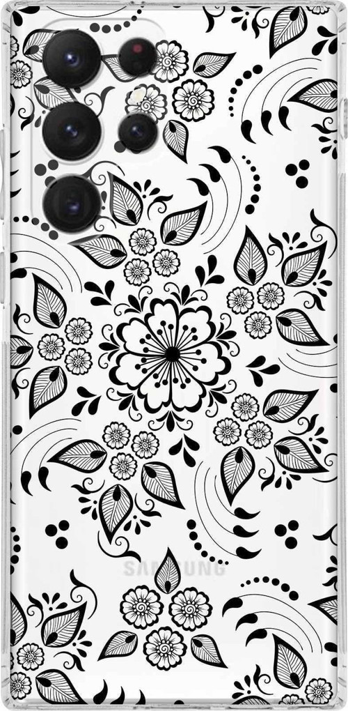 Samsung Galaxy S22 Ultra Kamera Korumalı Kapak Nostalji Desen Tasarımlı Şeffaf Kılıf