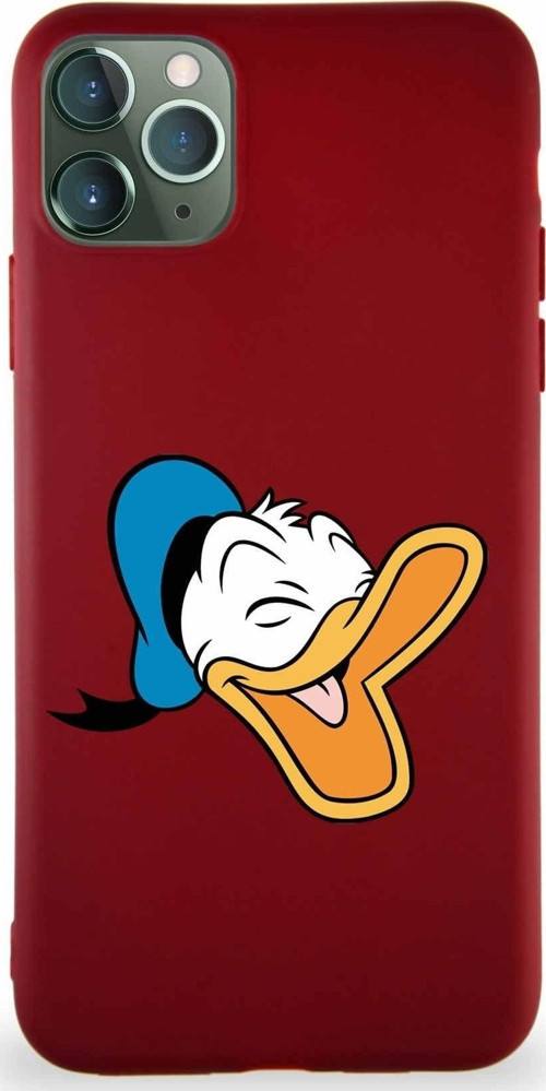 Iphone 11 Pro Maxuyumlu Soft Premier Kapak Donald Duck-E Tasarımlı Silikon Kılıf - Mürdüm