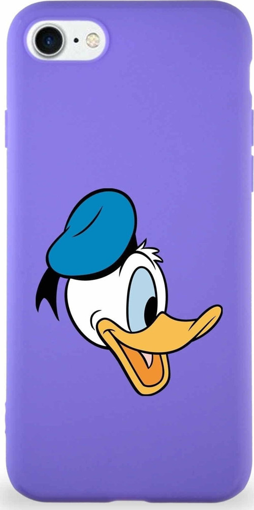 Iphone Se Uyumlu 2020 Soft Premier Kapak Donald Duck-F Tasarımlı Silikon Kılıf - Mor