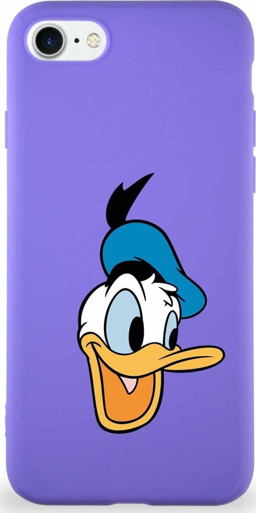 Iphone Se 2022 Uyumlu Soft Premier Kapak Donald Duck-A Tasarımlı Silikon Kılıf - Mor