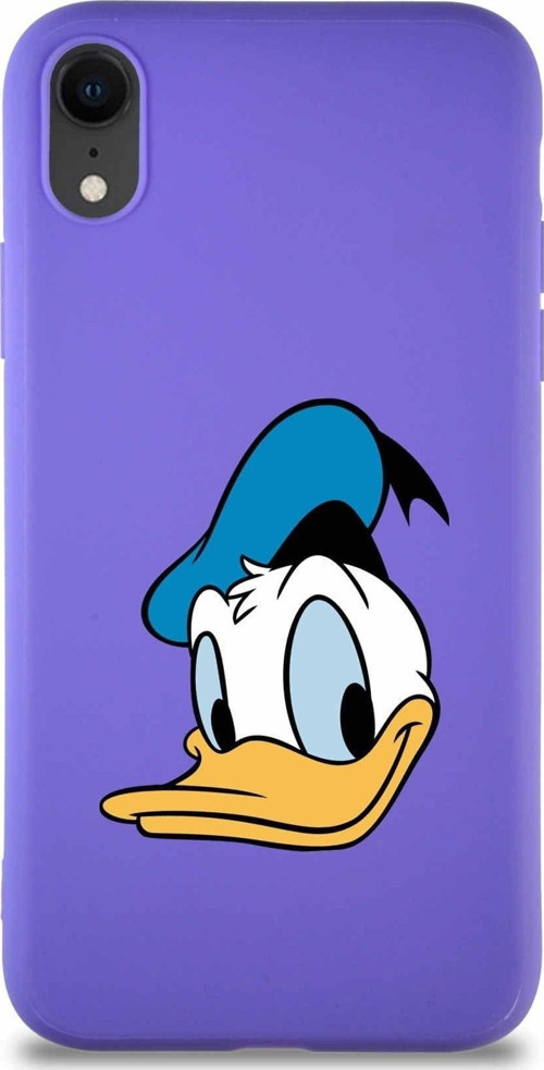 Iphone Xr Uyumlu Soft Premier Kapak Donald Duck-B Tasarımlı Silikon Kılıf - Mor